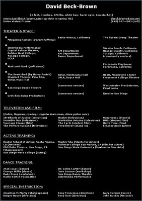 View Acting Resume